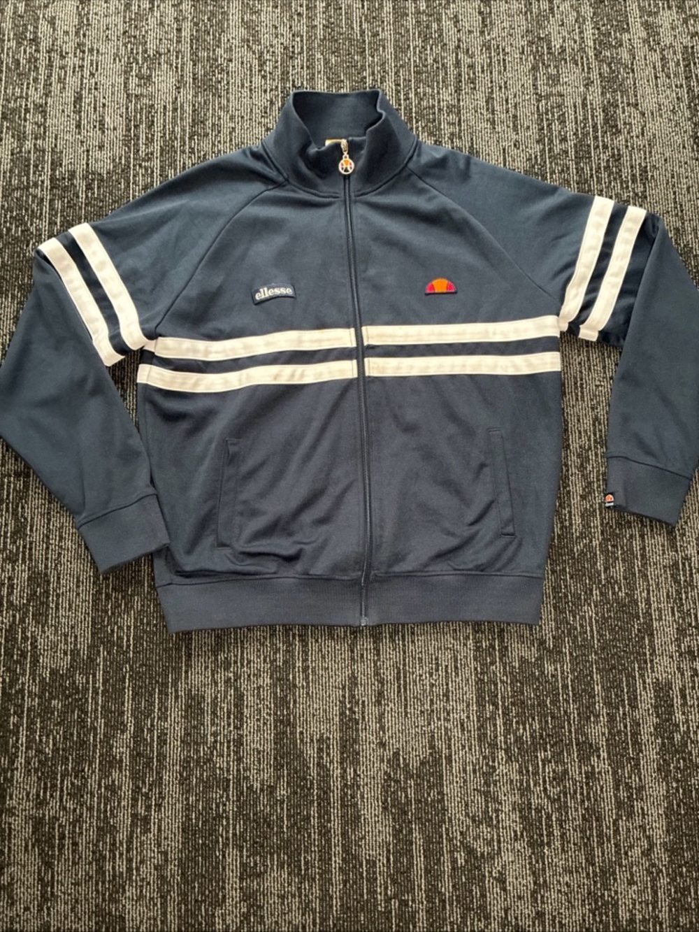 Ellesse Rimini Track Jacket Navy Blue White Striped Full Zip Mens  XL